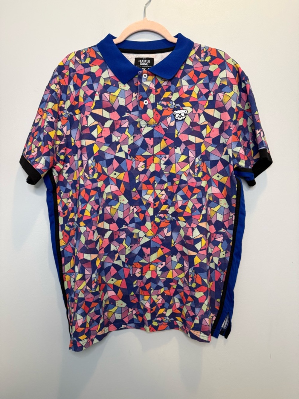 Hustle Gang Men's HG Prism All Over Print Polo Shirt Geometric Multicolor 3XL